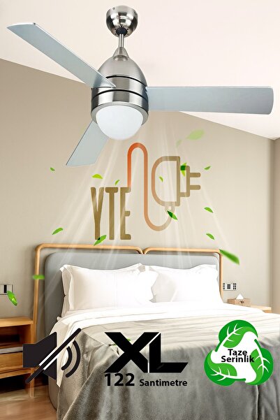 YTE Avizeli 3 Kanatlı 60 Watt 122 CM Işıklı Büyük Tavan Vantilatörü