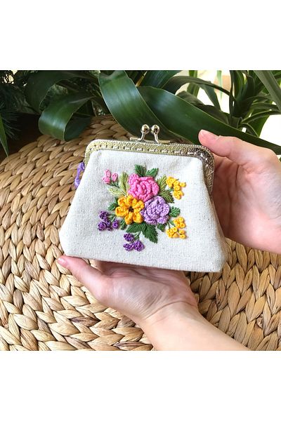 Home Mini Wallet 15X10 Measures 3D Rococo Technique. 100% Handwork