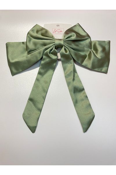 La She Accessories Khaki Color Satin Fabric Automatic Buckle with Big Ribbon