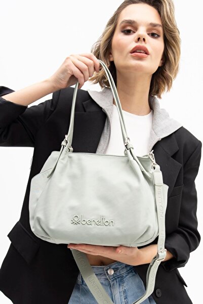 Benetton Bnt1192 Kadın Keten Kol Çanta Gri