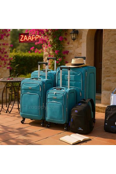 ZAAPPY Soft Material (20/24/28/32 Inch) Luggage - Stylish Backpack Combo, Peack Blue
