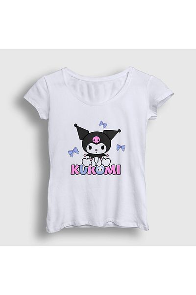 Presmono Women's White Ribbons Kurami Kurami T-Shirt 569249Tt