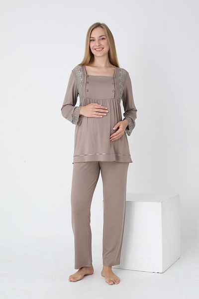 Miss Dünya Lissa Long Sleeve Maternity and Maternity Pajama Set