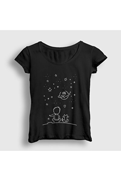 Presmono Women's Black Night Le Petit Prince Little Prince T-Shirt 568189Tt