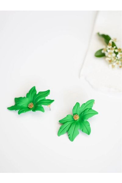 BirYıldızOl Vintage Flower Earrings with Design Enamel Detail