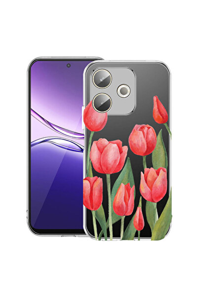 bestcase Carcasă transparentă din silicon pentru OPPO A5 Pro 5G, Lalele roșii...