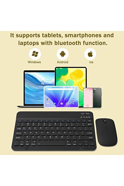 m.tk moveteck iPad 11. Nesil A16 /10. Nesil 10.9 Uyumlu Flip Kılıf + Bluetoothlu Klavye Mause + Avuç içi Red Kalem