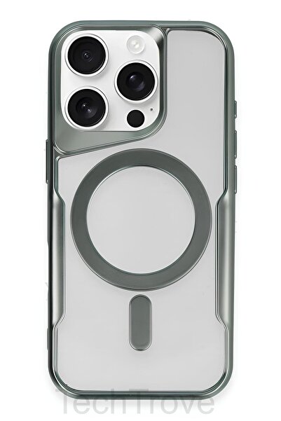 TechTrove iPhone 16 Pro Max Kılıf Magsafe Uyumlu Arkası Şefaf Tasarım Lazer K...