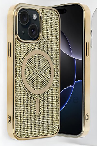 TechTrove iPhone 13 Kılıf Magsafe Özellikli Parlak Mozaik Taşlı Diamond Lüks Kapak