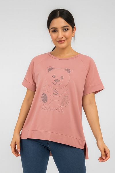 FOR WOMEN Girls' Pink Teddy Bear Fashion T-Shirt