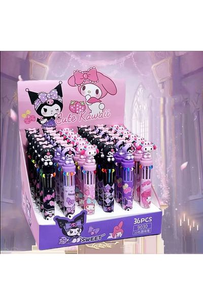 BALCI HEDİYELİK Kuromi Figured 10 Color Writing Ballpoint Pen 1 Piece