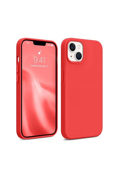 Case Dünyası iPhone 13/14/15 Compatible Velvet Launch Silicone Case Cover Red