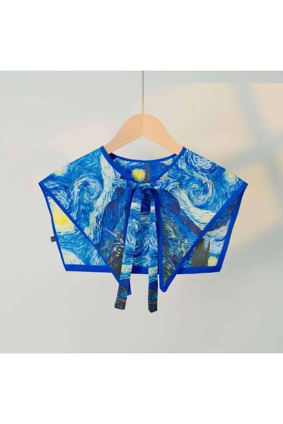 369 etnik butik Vincent Van Gogh Painting Patterned Tie Collar Scarf