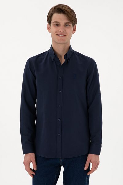 U.S. Polo Assn. Men's Navy Blue Shirt With Embroidered Logo