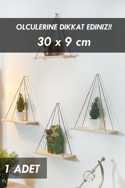 Moola Wooden Rope Wall Shelf Bookshelf and Flower Pot, Bathroom Kitchen Organizer Shelf