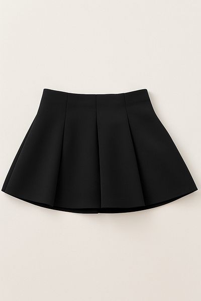 Magu Girl's Black Diver Fabric Pleated Skirt