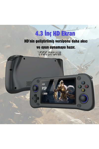 YKK Store G28 Retro Game Console | 4.3” IPS HD, 10.000 Oyun, 64GB, Uzun Ömürlü Batarya
