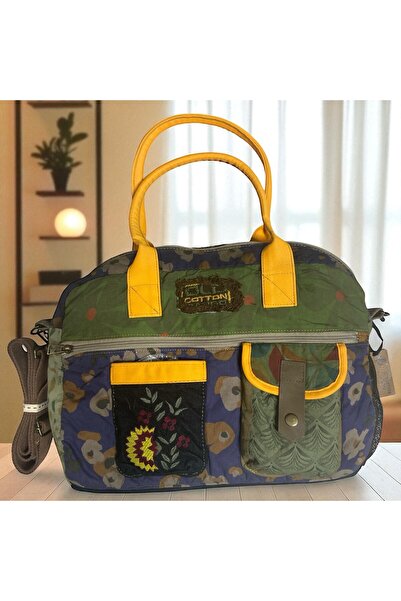 Old Cotton Vintage Casual Multicolor Small Travel Travel Shoulder Handbag 31Cmx44Cm