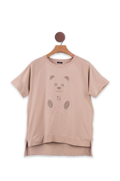 FOR WOMEN Girls' Beige Teddy Bear Fashion T-Shirt