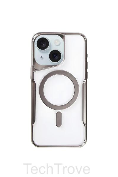TechTrove iPhone 15 Plus Kılıf Magsafe Uyumlu Arkası Şefaf Tasarım Lazer Kapl...