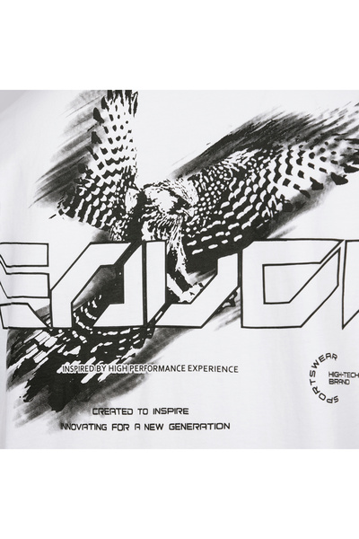 duneus Unisex Falcon Print T-Shirt - White