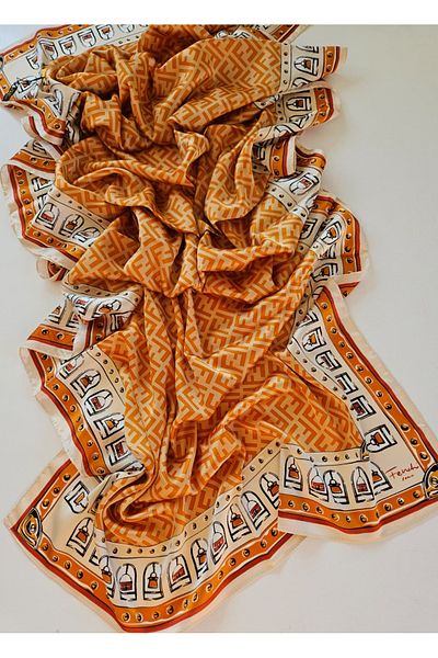 Webinay Home Roman Themed F Pattern Voile Silk Shawl Silk Scarf Hijab Roman Pattern