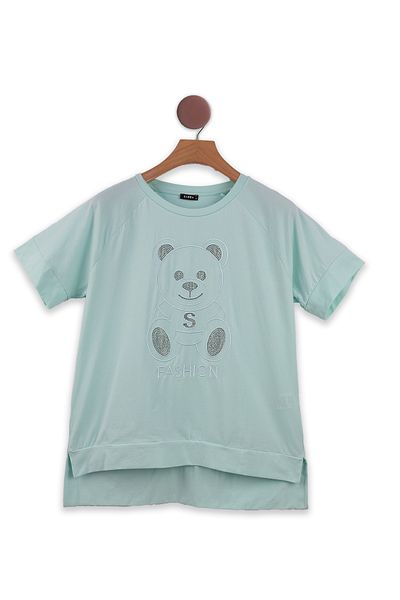 FOR WOMEN Girls' Mint Teddy Bear Fashion T-Shirt