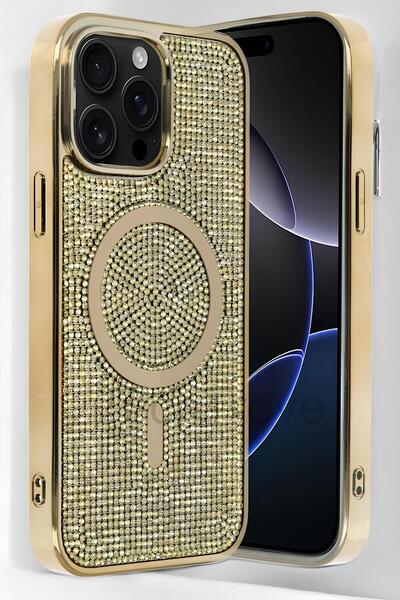 TechTrove iPhone 14 Pro Max Kılıf Magsafe Özellikli Parlak Mozaik Taşlı Diamo...