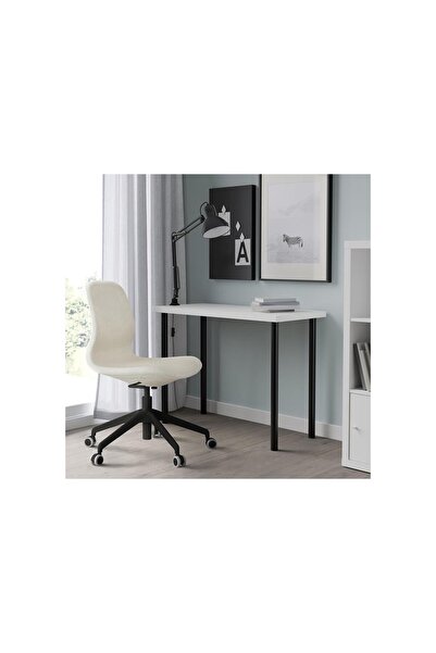 IKEA çalışma masası, beyaz-siyah, 100x45 cm