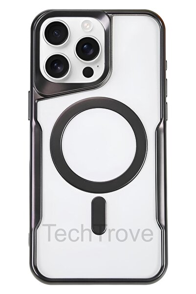 TechTrove iPhone 11 Pro Max Kılıf Magsafe Uyumlu Arkası Şefaf Tasarım Lazer K...