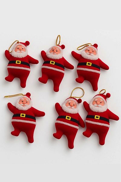 BeySüS Christmas Tree Ornament Mini Santa Claus Set of 6