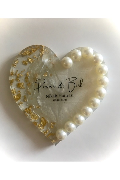 Sym Hediyelik 25 adet İncili Gold Parçacıklı Epoksi Magnet | Düğün, Nişan, Kı...