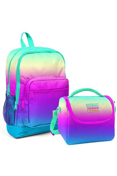 Coral High Set of 2 Patterned School Bag Nutrition 23710