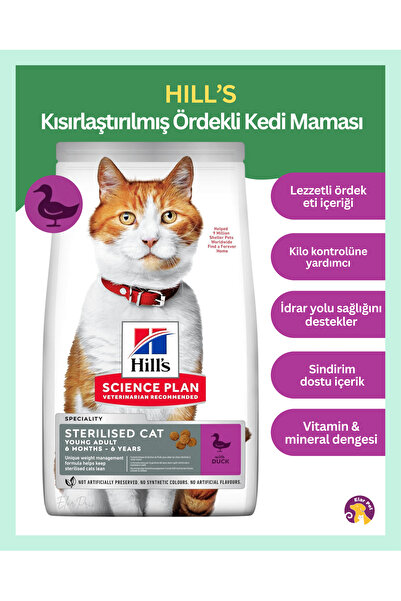 Hill's Science Plan Kısırlaştırılmış ördek Etli Yetişkin Kedi Maması 1.5 kg