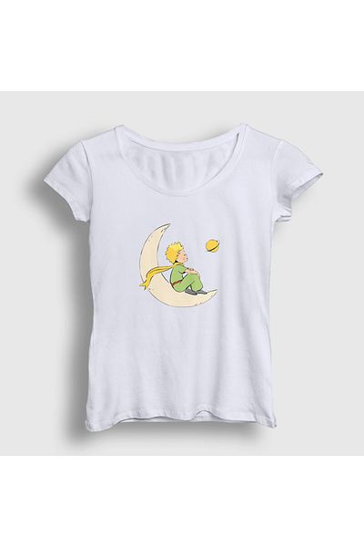 Presmono Women's White Moon Le Petit Prince Little Prince T-Shirt 568043Tt