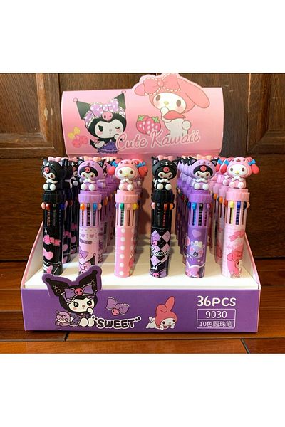 BALCI HEDİYELİK Kuromi Figured 10 Color Writing Ballpoint Pen 1 Piece