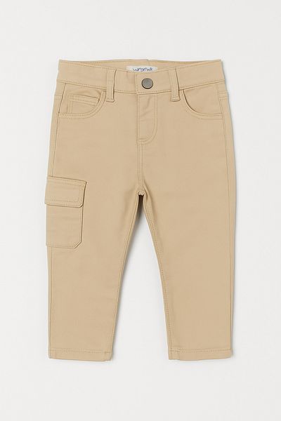 Magu Boy's Cotton Beige Cargo Pocket Trousers