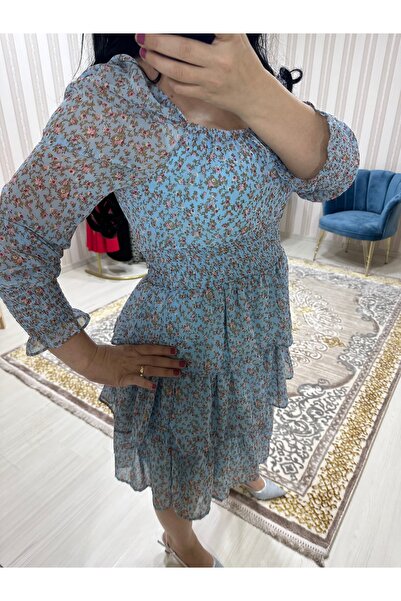 FASHION Kat kat çiçekli elbise