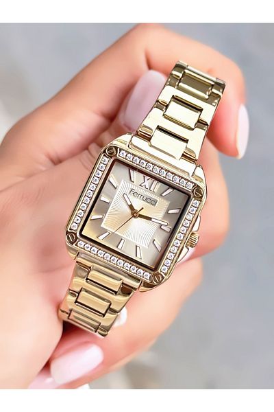 Ferrucci Women's Wristwatch Square Model Steel Cord Waterproof Bracelet Gift