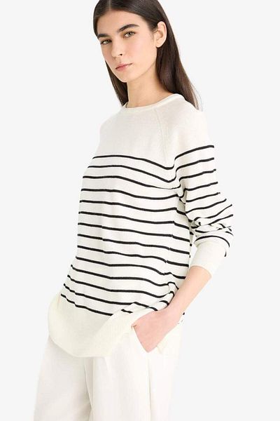 DeFacto New Season Regular Fit Crew Neck Striped Sweater