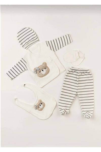 Baby Wings Cotton Teddy Bear Susene Embroidered Luxury Newborn Hospital Release Bodysuit Set - Boxed