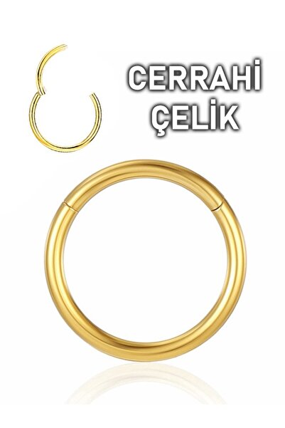 MORNEVA Cerrahi Çelik Klipsli Tam Halka Septum Daith Helix Tragus Smiley Conch Piercingi (1 Adet)