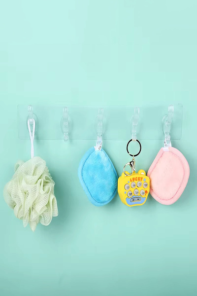 adornazzle 5'li Şeffaf Askı, Süper Yapışkanlı Askı, Banyo Askısı, Kapı Arkası Askılık, Şeffaf 5'li Askılık