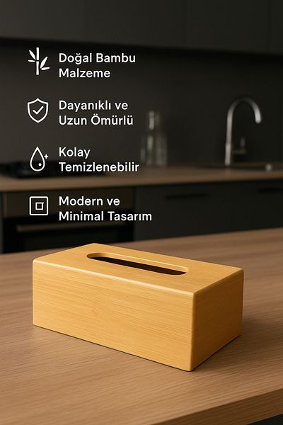 BRE HOME Natural Bamboo Napkin Holder – 23X12X9 Cm, Durable and Easy to Clean