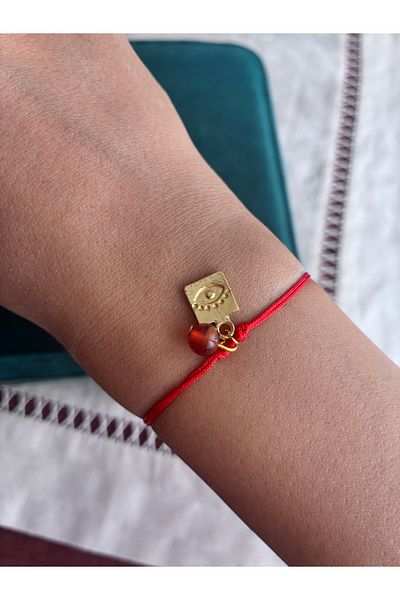 Miltonia Eye Red Agate Rope Bracelet