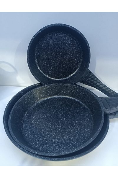 İmza Caramel Granite Casting 3-Piece Frying, Pancake, Sauce Pan Set (20, 24, 28 cm)