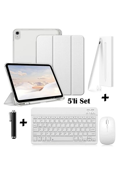 m.tk moveteck iPad Air 11 Inch M3 Air 4Th 5. 6. Generation Compatible Flip Case + Bluetooth Keyboard Mouse + Palm Red Pen