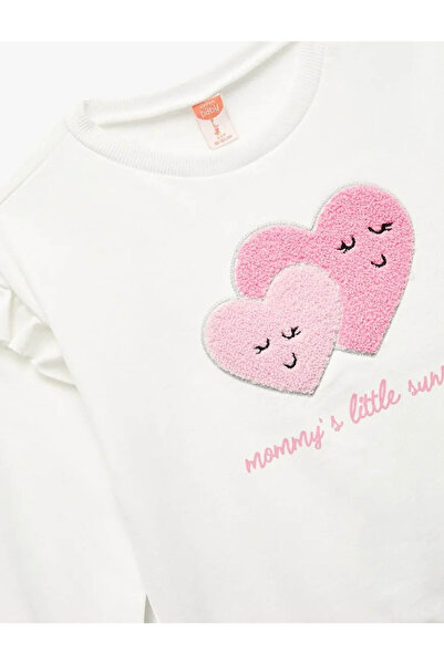 Koton Bavlněná mikina s dlouhým rukávem a výstřihem do tvaru srdce