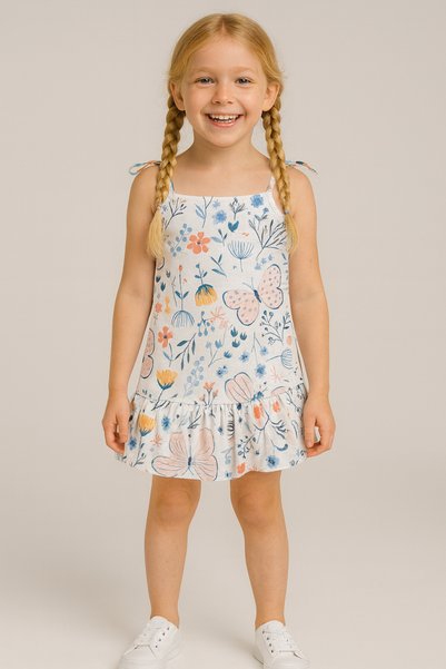 minikiss 3 Pieces Summer Printed Lycra Girl's 3-Piece Dress