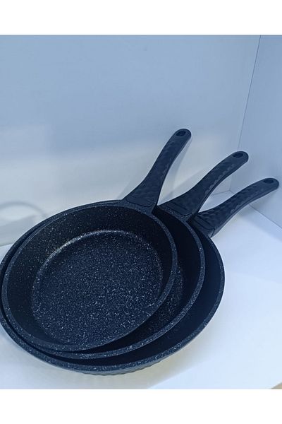 İmza Caramel Granite Casting 3-Piece Frying, Pancake, Sauce Pan Set (20, 24, 28 cm)